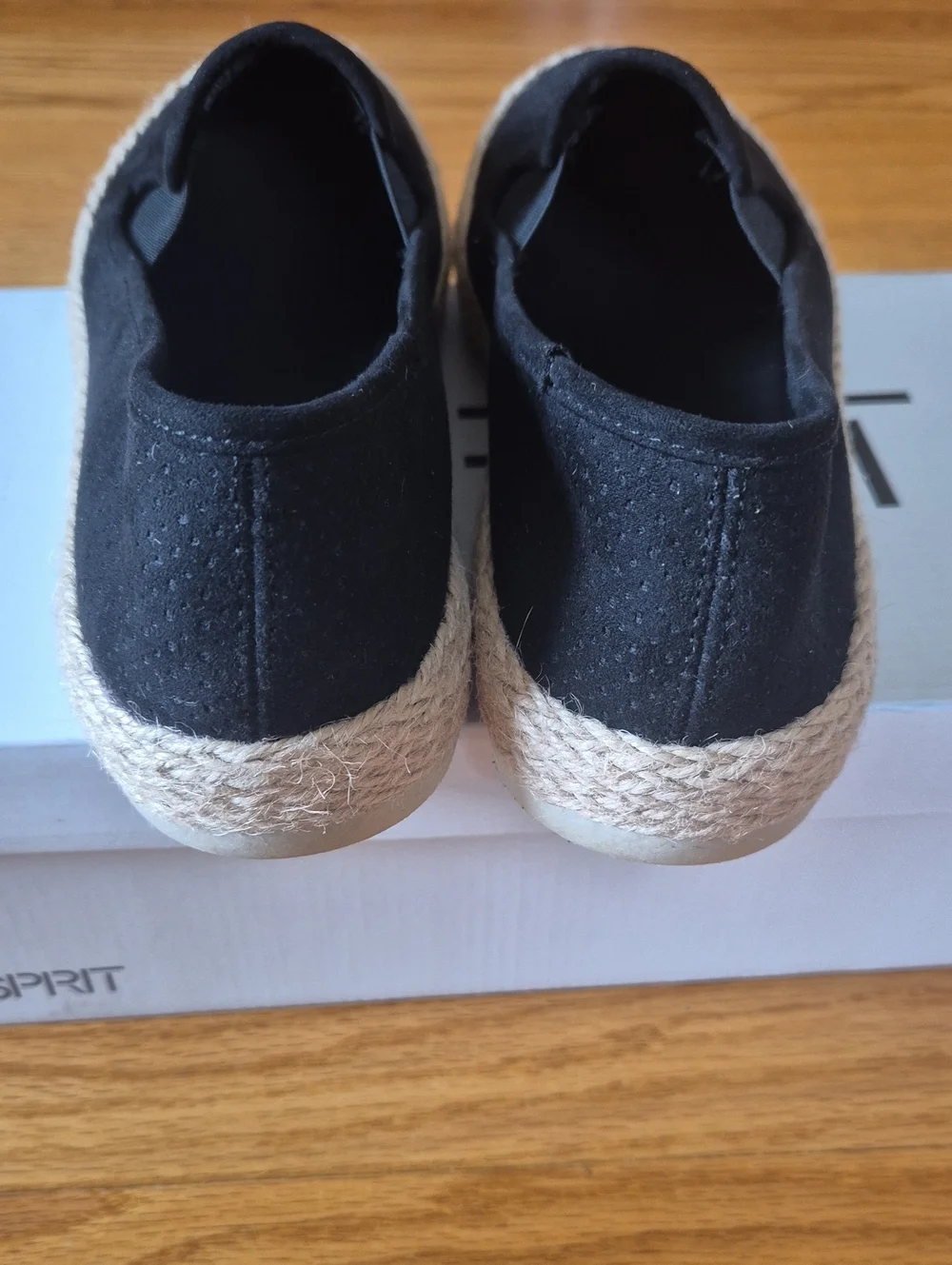 Esprit Black Slip-On Espadrilles with Jute Trim